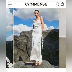 Rosette Satin Maxi Dress